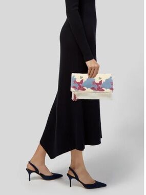 Rachel Pally Floral Fold-Over Clutch in Cream, Blue & Red